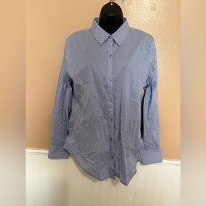 Worthington Size Large New With Tags Blue White Pin Strip Button Down Top
